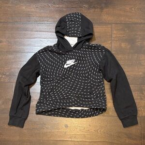 Nike Black Hoodie with White Swoosh and Dash Pattern
